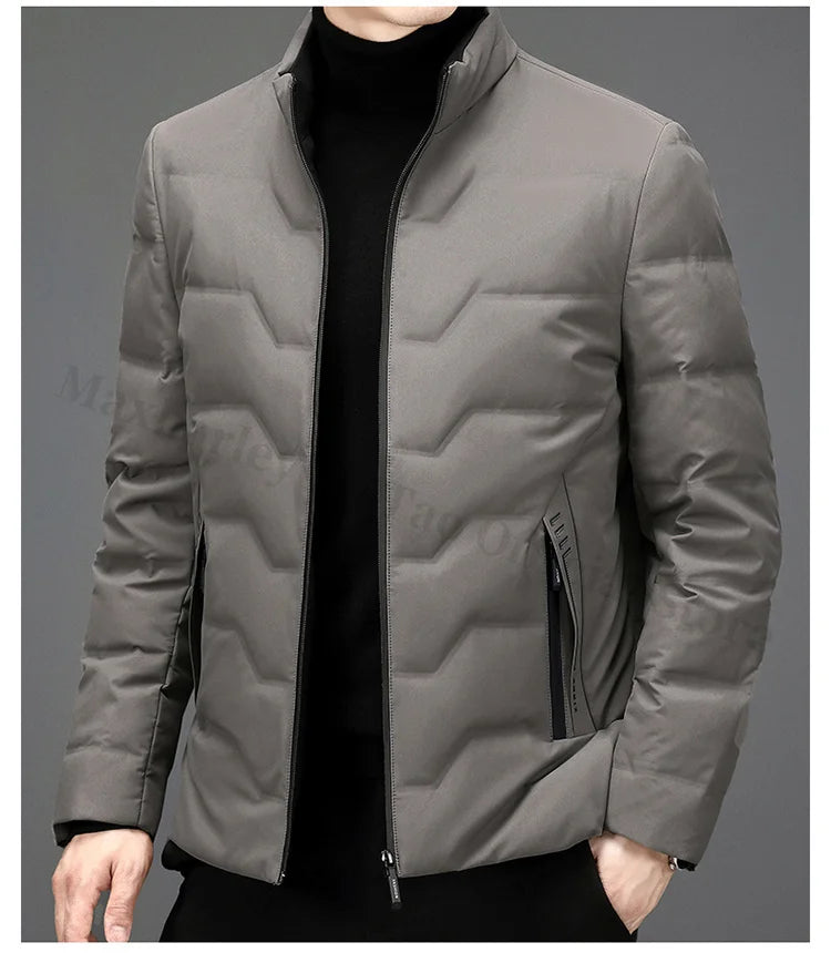 COMXZ Mens Down Jacket 2025 New Classic Solid Color Outdoor Camping Windproof Parka Fashion Lightweight Warm Autumn Winter Coat