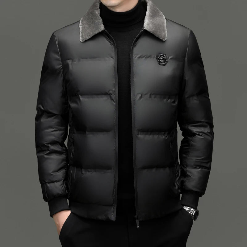 Top Grade Middle-aged Men Bubble Puffer Windbreaker Coat Parka Jacket Winter Plus Velvet Thickened Short Outerwear