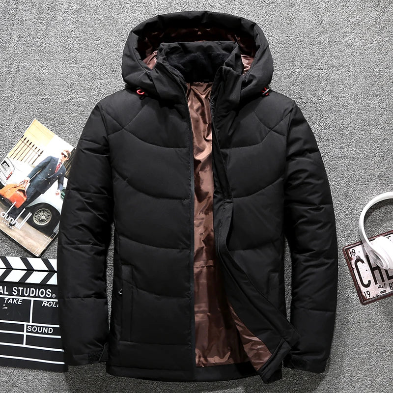 Winter Thickened Men's Down Jacket Men Warm Windproof Parkas Travel Detachable Hat Casual Lightweight Skiing Puffer Jacket Male