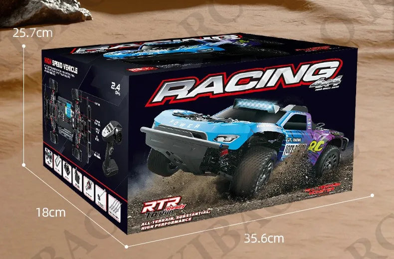 Rc Car Off Road 4x4 High Speed 70KM/H Remote Control Car with LED Headlight Brushless 4WD 1/16 Monster Truck Toys for Boys Gift