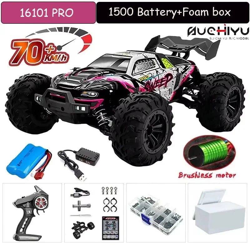1:16 75KM/H or 50KM/H 4WD RC Car with LED Remote Control Cars High Speed Drift Monster Truck for Kids Vs Wltoys 144001 Toys
