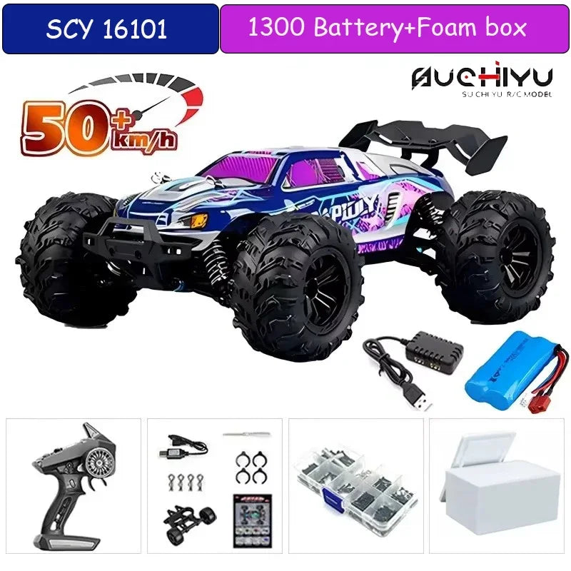 1:16 75KM/H or 50KM/H 4WD RC Car with LED Remote Control Cars High Speed Drift Monster Truck for Kids Vs Wltoys 144001 Toys