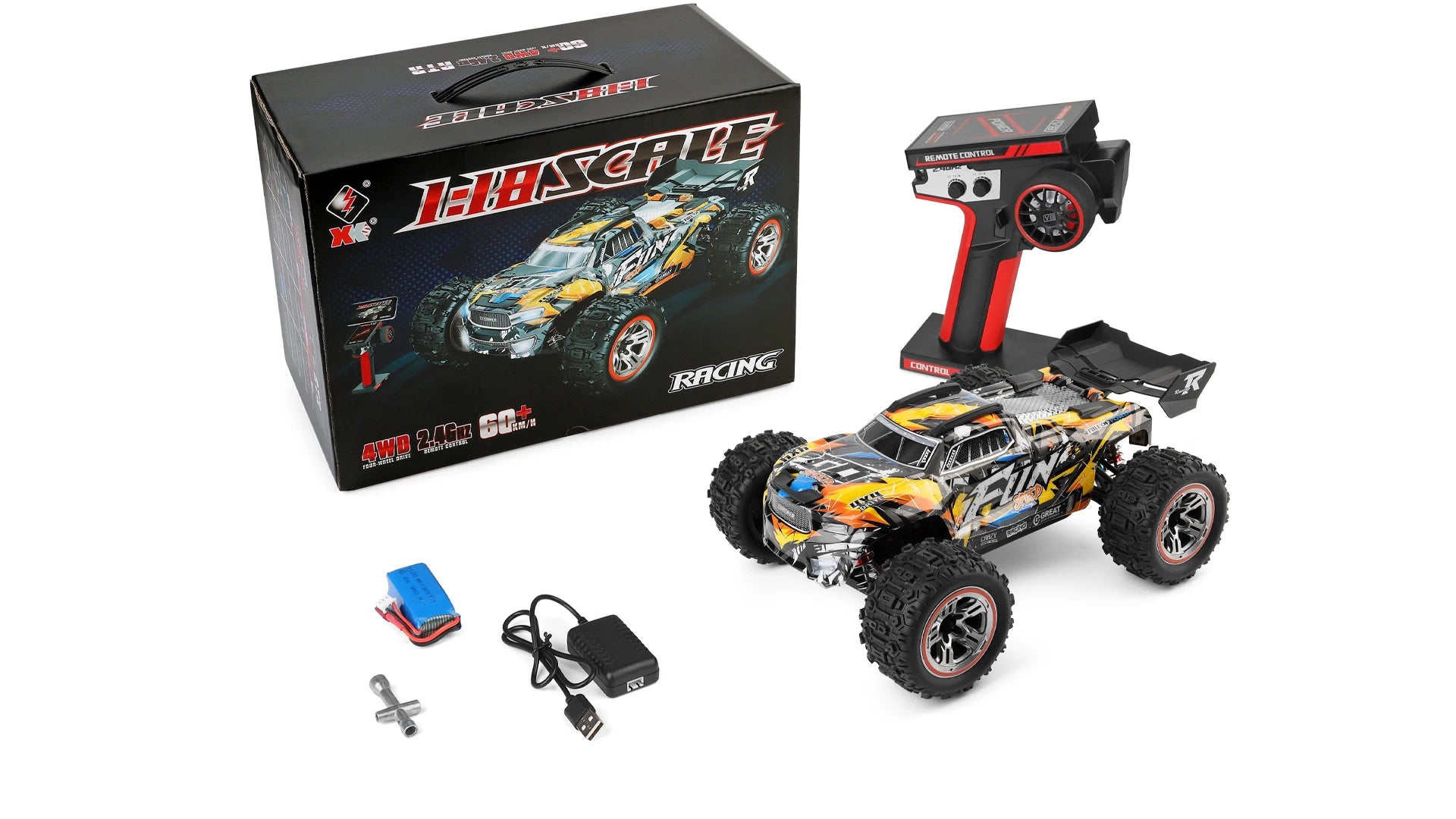 Wltoys 184008 1/18 Scale 2.4G RC Car Brushless Motor ESC 4WD Off-Road High Speed 60Km/H 3-in-1 Racing Toy for Boys