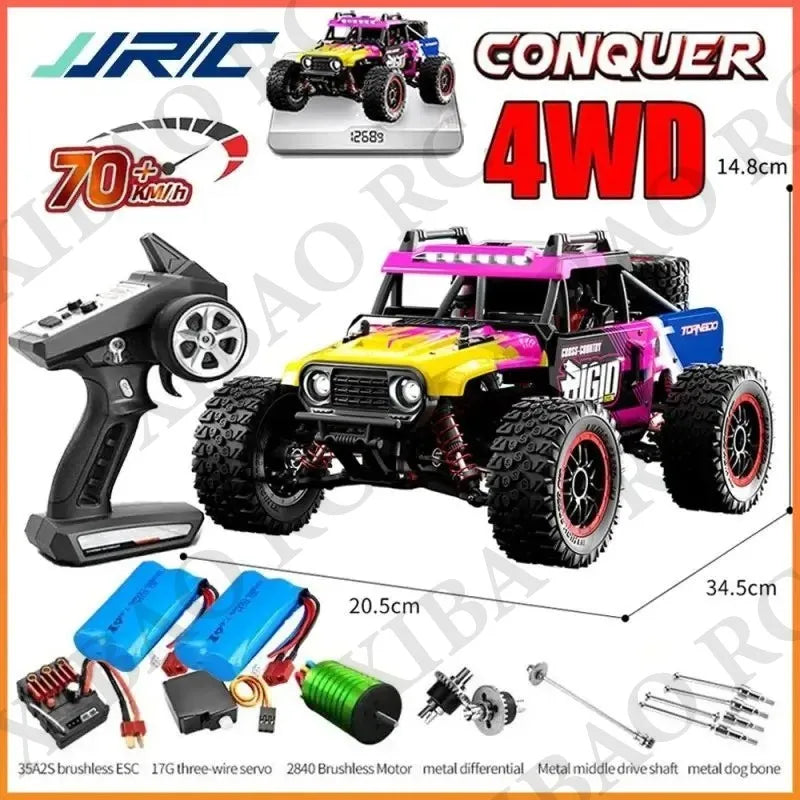 Rc Car Off Road 4x4 High Speed 70KM/H Remote Control Car with LED Headlight Brushless 4WD 1/16 Monster Truck Toys for Boys Gift