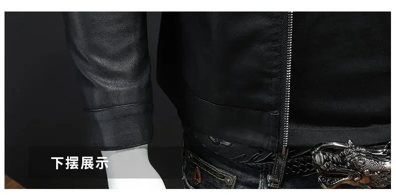Motorcycle PU Leather Jacket Men Winter Leahter Jacket Male Stand Collar Casual Windbreaker trendy mens clothing black blue coat