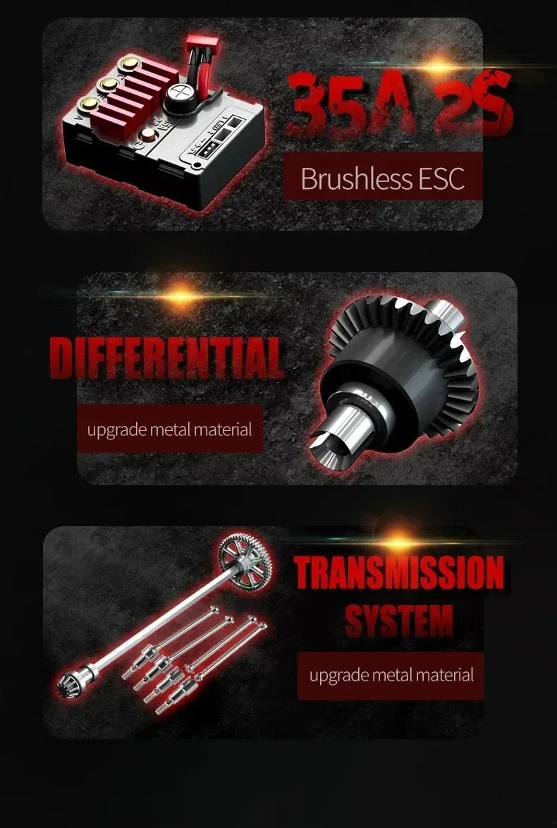 1:16 70km/h Super Brushless 50km/h Brushed RC Car 4x4 Off Road Remote Control High Speed Drift Racing Truck Toy Kids Adults