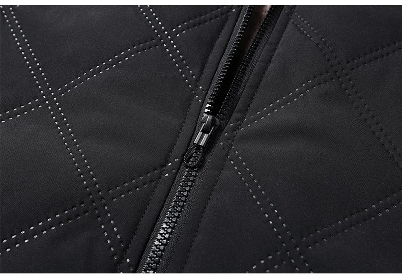 Fleece Jacket for Men 2025 Thick Stand Collar Solid Winter Jacket Men Windproof Warm Business Casual Men Coats High Quality