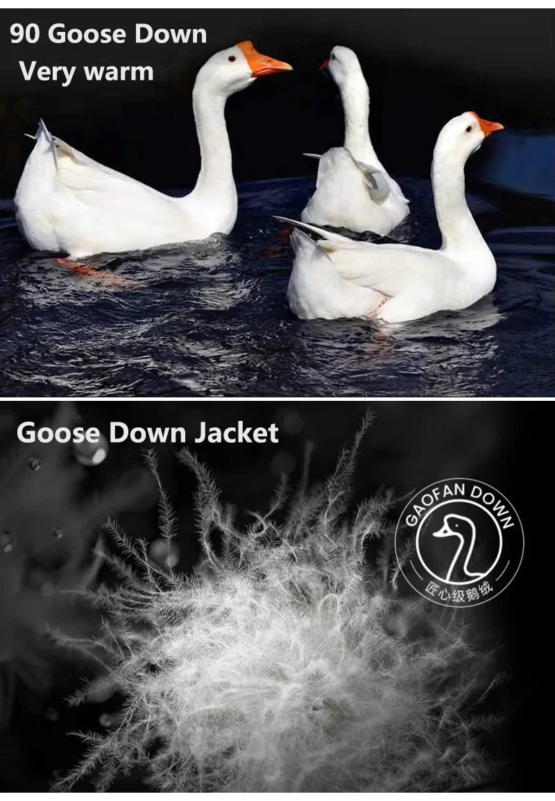 Down Jacket Men Winter Waterproof Goose Jacket Men Luxury Brand Hooded Feather Goose Coat Women Black Puffer Jacket Man 2023 New