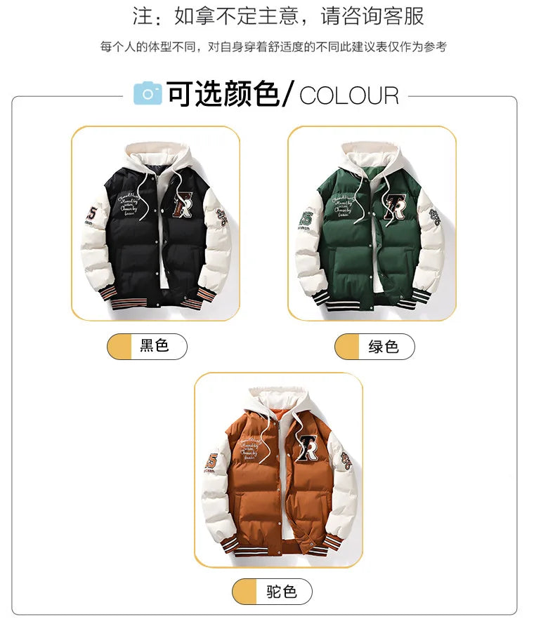 Supzoom New Arrival Casual Embroidery Mens Winter Trendy Fake Two-piece Hooded Bread Suit Couple Cotton-padded Jackets And Coats