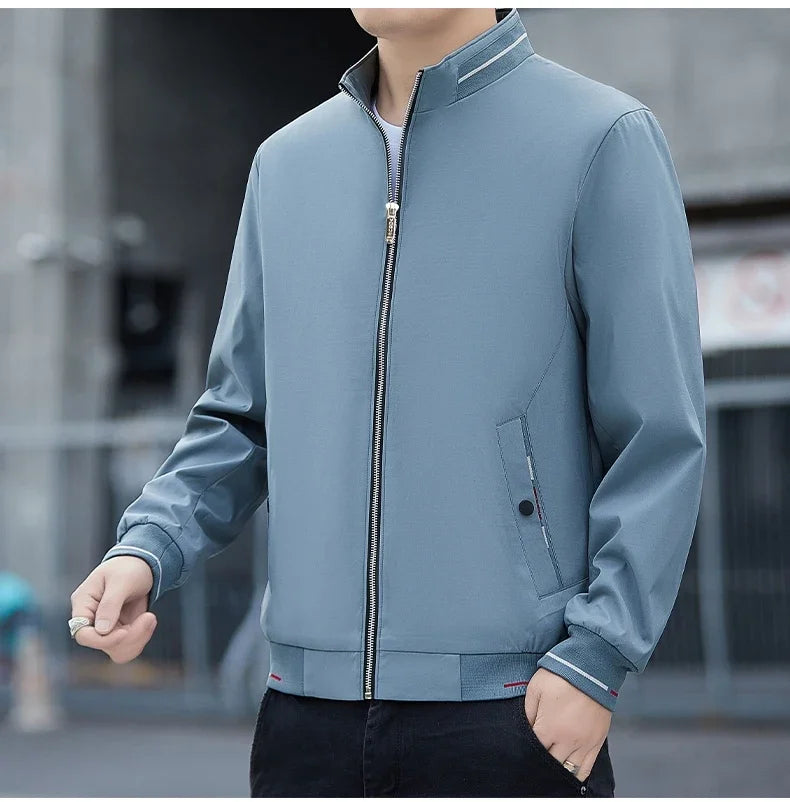New Autumn Winter Men's Casual Sports Jacket Fashionable Trend Windproof Portable Pocket Stand Up Collar Fashionable Coat