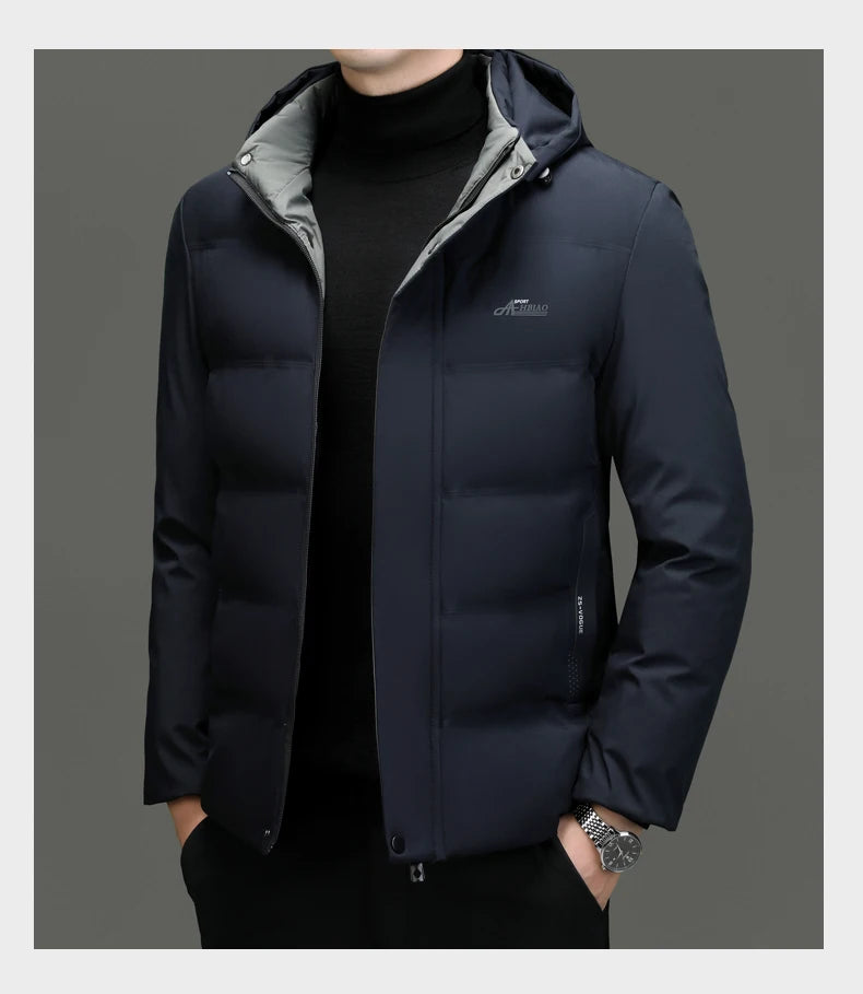 Top Grade Thicken Fashion Hooded Winter Warm Outerwear Designer Business Parka Coat Mens Newest Jacket Windbreaker