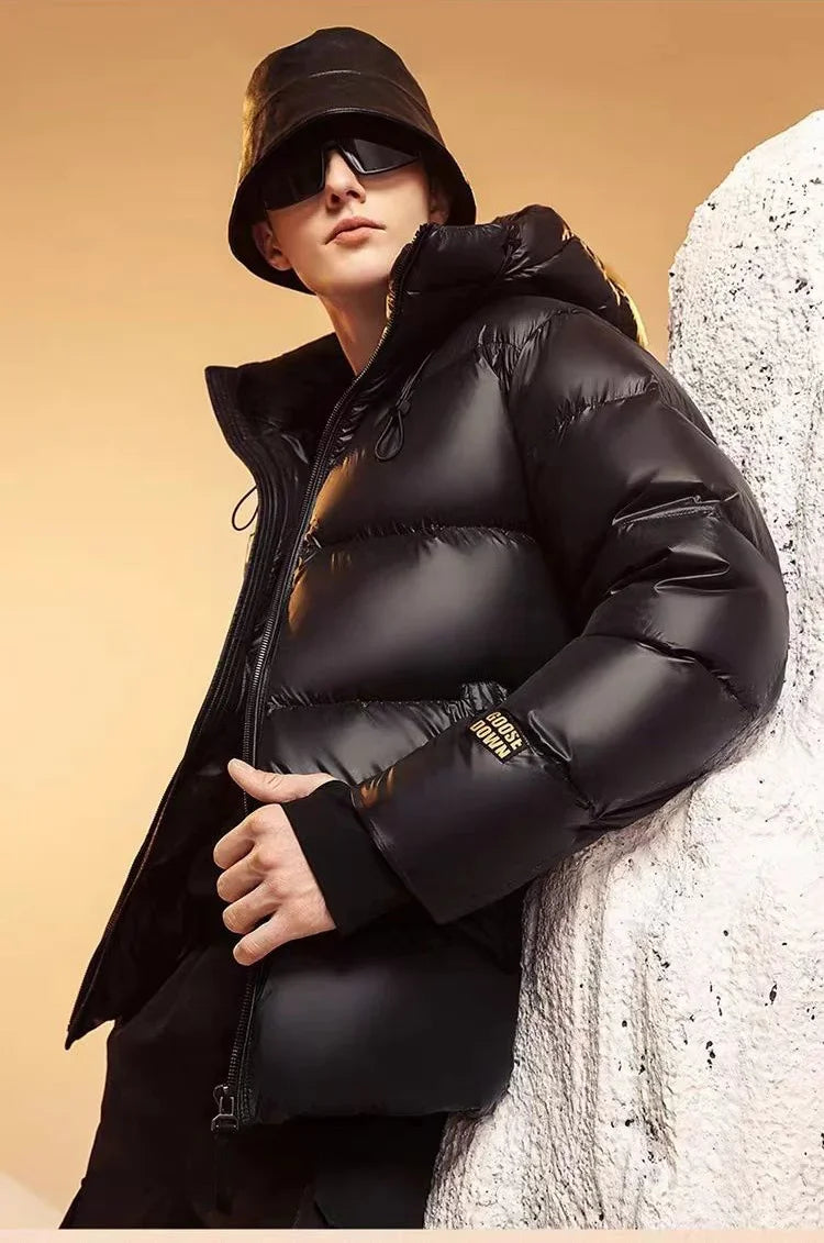 Down Jacket Men Winter Waterproof Goose Jacket Men Luxury Brand Hooded Feather Goose Coat Women Black Puffer Jacket Man 2023 New