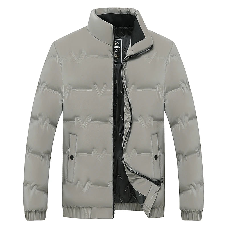Top Grade Men's 2025 New Bubble Puffer Parka Jacket Windbreaker Coats Short Stand Collar Thickened Quilted Outerwear