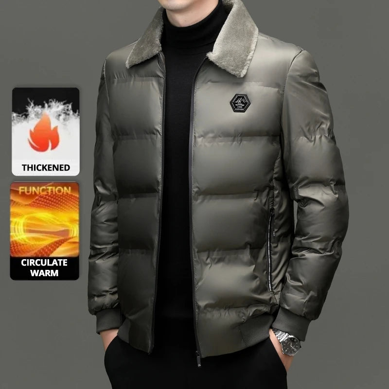 Top Grade Middle-aged Men Bubble Puffer Windbreaker Coat Parka Jacket Winter Plus Velvet Thickened Short Outerwear