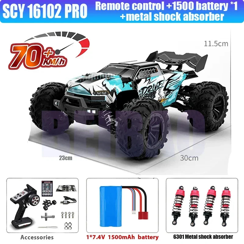 SCY 1:16 70KM/H OR 50KM/H 4WD RC Cars with LED Remote Control Cars High Speed Drift Monster Truck for Kids VS WLtoys 144001 Toys
