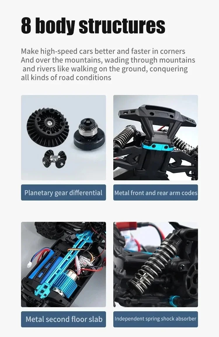 1:16 70km/h Super Brushless 50km/h Brushed RC Car 4x4 Off Road Remote Control High Speed Drift Racing Truck Toy Kids Adults