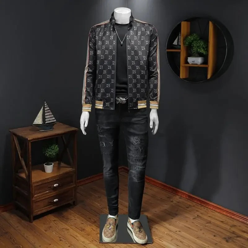 New autumn/winter fashion jacket trend versatile cardigan jacket men's light luxury slim fit outerwear
