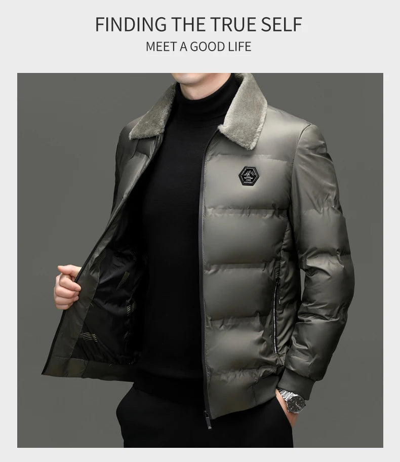 Top Grade Middle-aged Men Bubble Puffer Windbreaker Coat Parka Jacket Winter Plus Velvet Thickened Short Outerwear