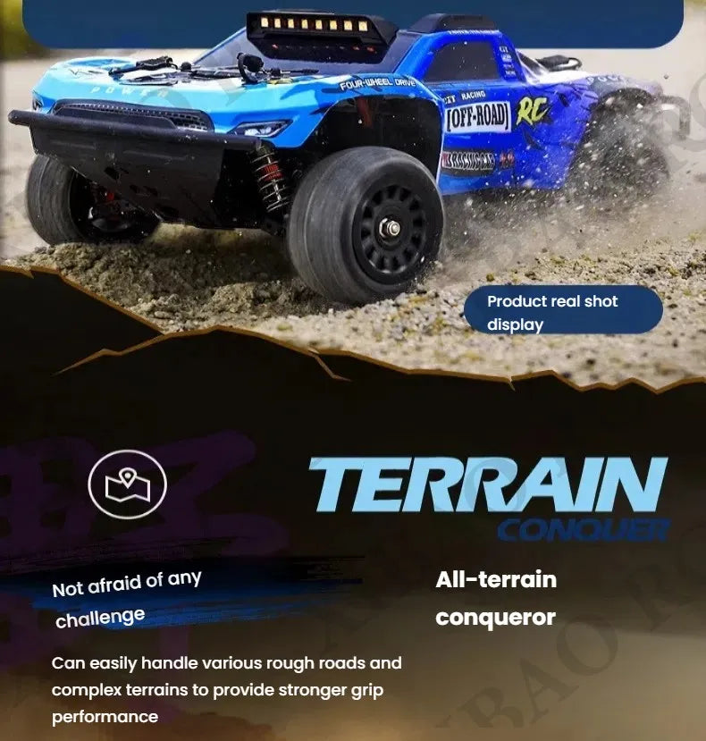 Rc Car Off Road 4x4 High Speed 70KM/H Remote Control Car with LED Headlight Brushless 4WD 1/16 Monster Truck Toys for Boys Gift
