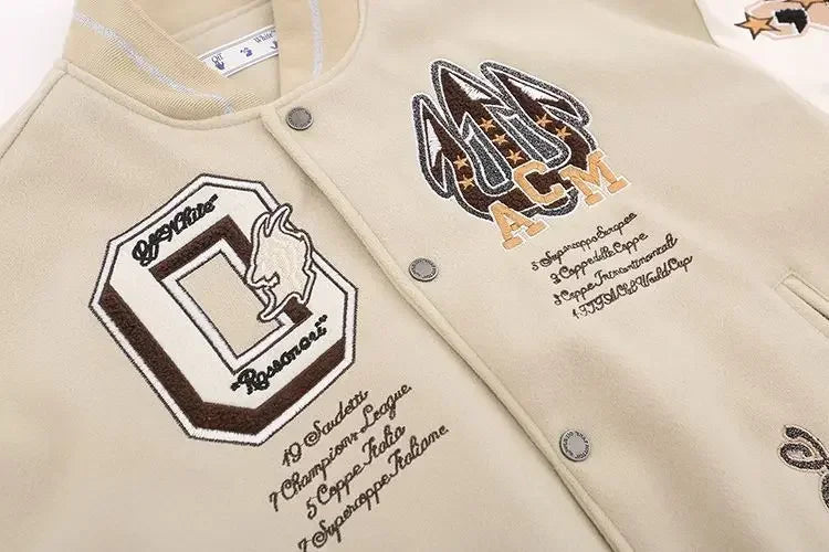 European and American Fashion Letter Embroidered Jackets Unisex Couple Contrasting Color Y2K Hip Hop Loose Leather Jackets Men