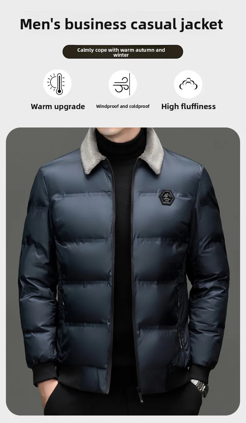 Top Grade Middle-aged Men Bubble Puffer Windbreaker Coat Parka Jacket Winter Plus Velvet Thickened Short Outerwear