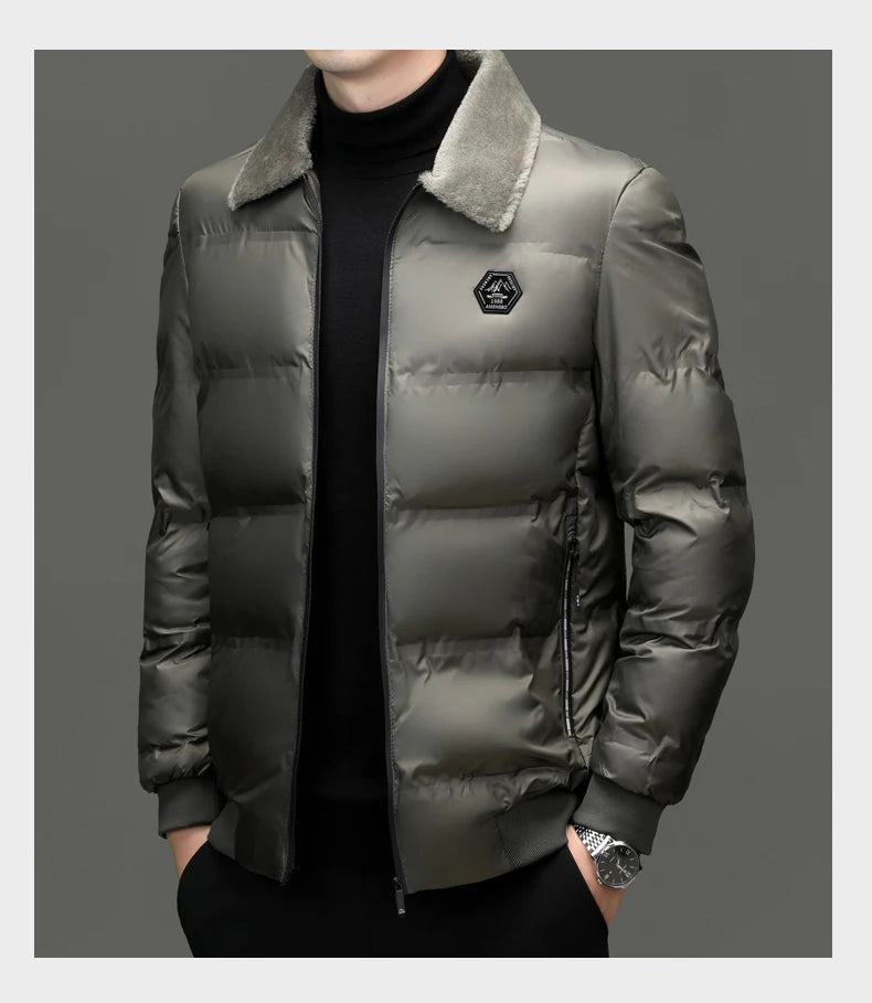 Top Grade Middle-aged Men Bubble Puffer Windbreaker Coat Parka Jacket Winter Plus Velvet Thickened Short Outerwear