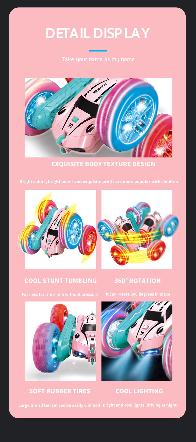 2.4G Remote Control Car  Double Sided Flip Endurance  360 Degree Rotation 4-Wheel Drive Mini Electric Car Toys For Children