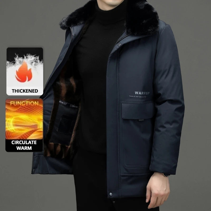 Top Grade Thick With Fur Hood Fashion Casual Designer Warm Parka Winter Coat Mens Newest Jacket Windbreaker Mens Clothes