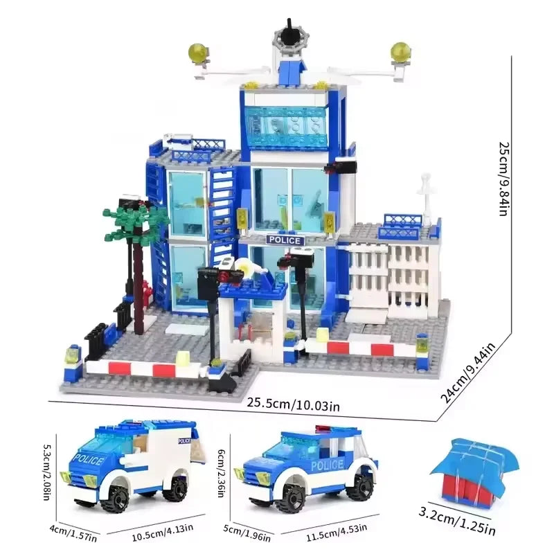 New 760PCS Building Blocks Police Station Military City Construction Set DIY Figures Bricks Educational Toy For Kids Adults Gift