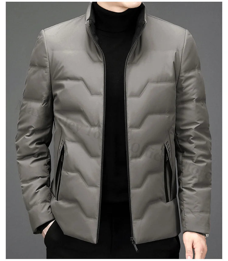 COMXZ Mens Down Jacket 2025 New Classic Solid Color Outdoor Camping Windproof Parka Fashion Lightweight Warm Autumn Winter Coat