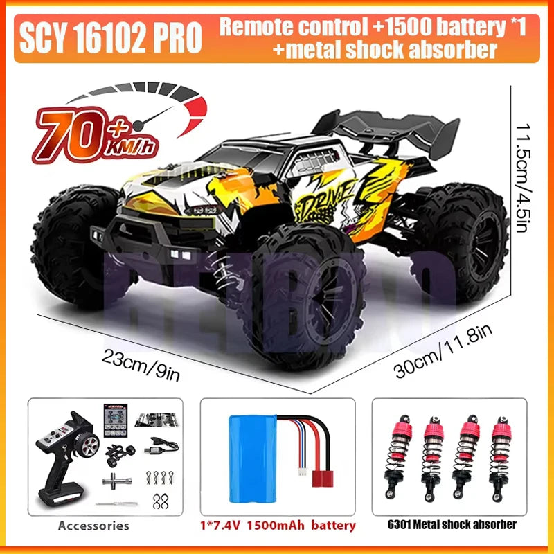 SCY 1:16 70KM/H OR 50KM/H 4WD RC Cars with LED Remote Control Cars High Speed Drift Monster Truck for Kids VS WLtoys 144001 Toys