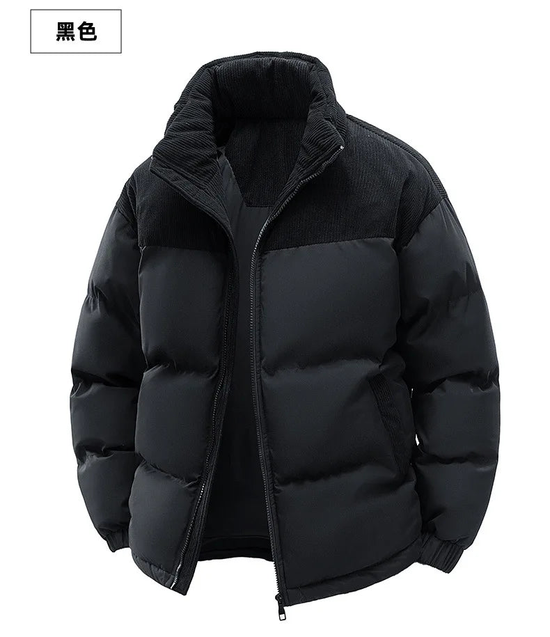 2025 Men's Color-coded Casual Trendy Loose Long Sleeve Hooded Quilted Jackets Male Winter New Fashion Thicken Clothes Coats Tops