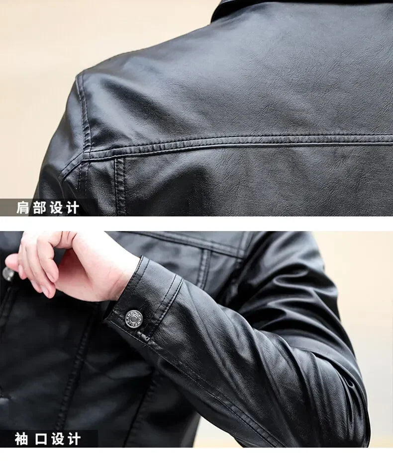 brand New leather jacket for men's leather jacket casual jacket Korean trend slim fit handsome youth Leather Coat mens plus size