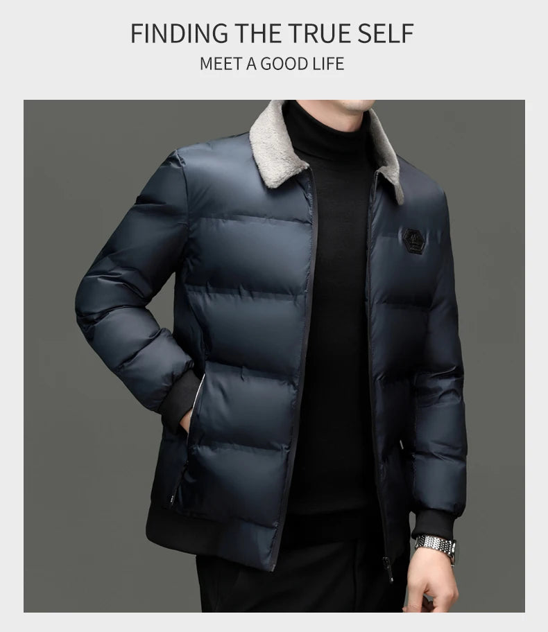 Top Grade Middle-aged Men Bubble Puffer Windbreaker Coat Parka Jacket Winter Plus Velvet Thickened Short Outerwear