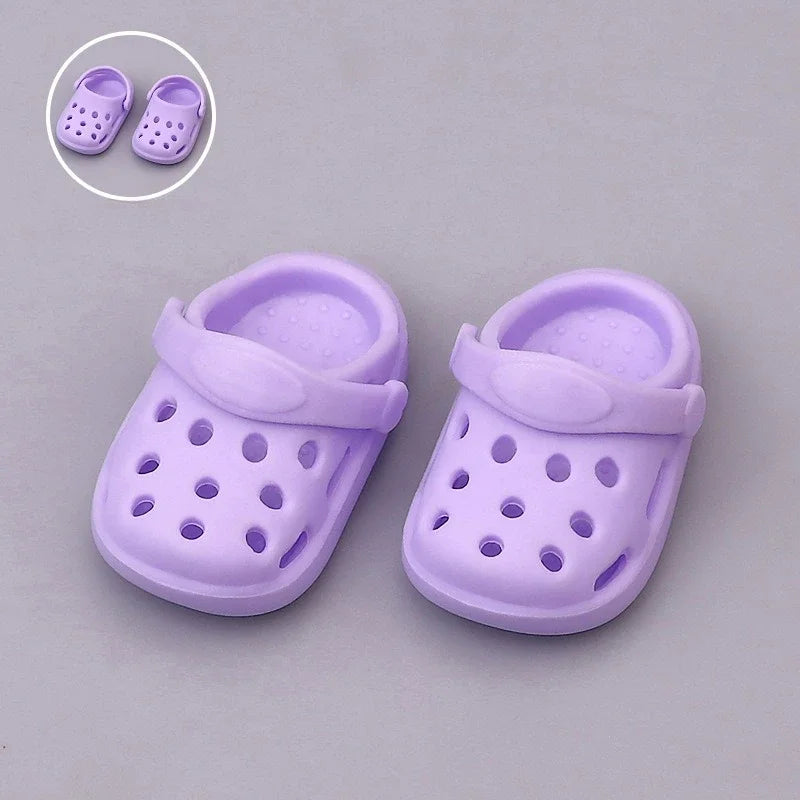 Kawaii Macaron Colored Perforated Shoes For 17cm Labubu V1 V2 V3 With Adjustable Hole Shoes For Ladbubu Dolls Accessories