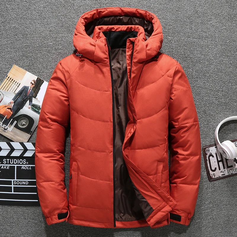 Winter Thickened Men's Down Jacket Men Warm Windproof Parkas Travel Detachable Hat Casual Lightweight Skiing Puffer Jacket Male