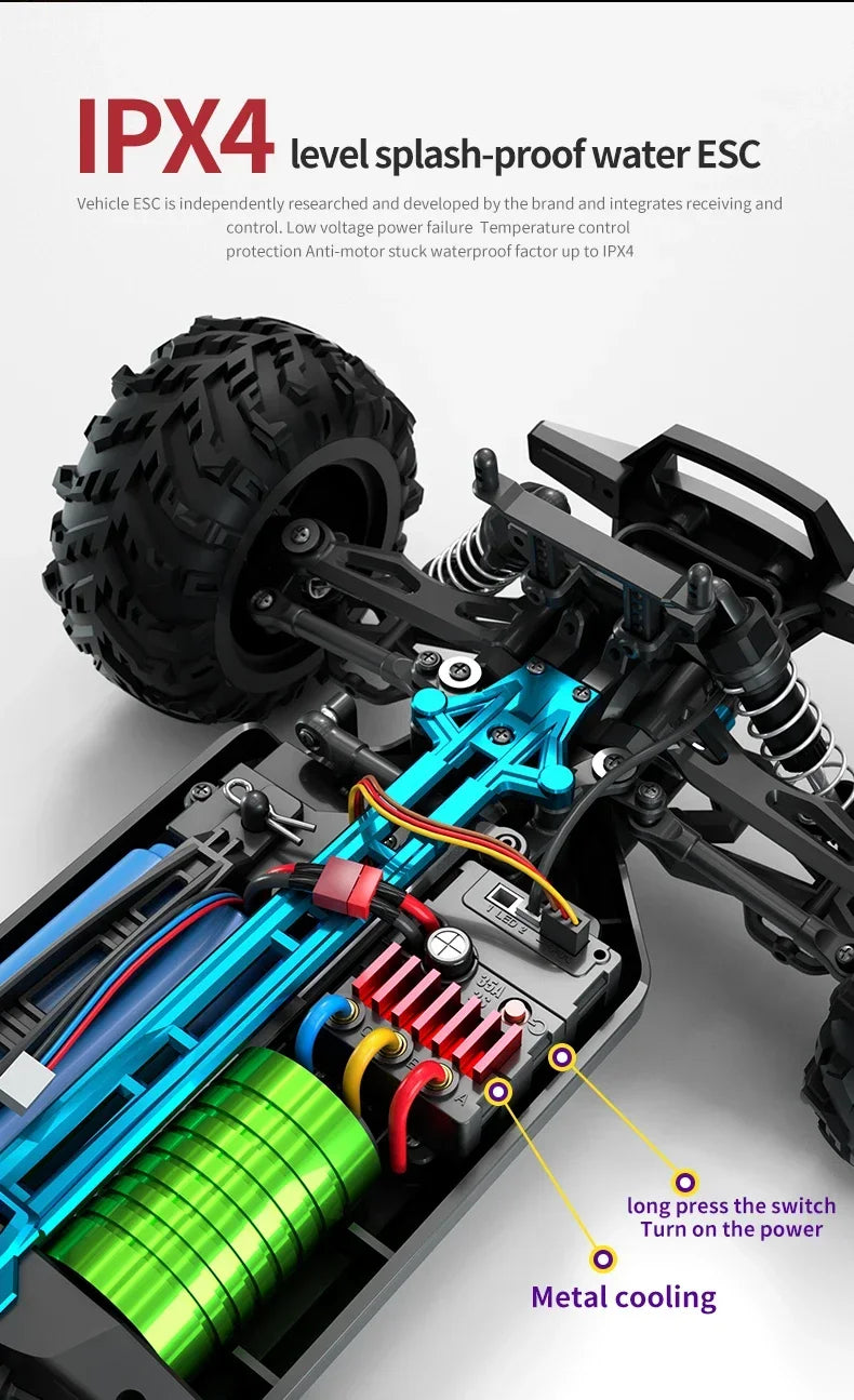 1:16 75KM/H or 50KM/H 4WD RC Car with LED Remote Control Cars High Speed Drift Monster Truck for Kids Vs Wltoys 144001 Toys