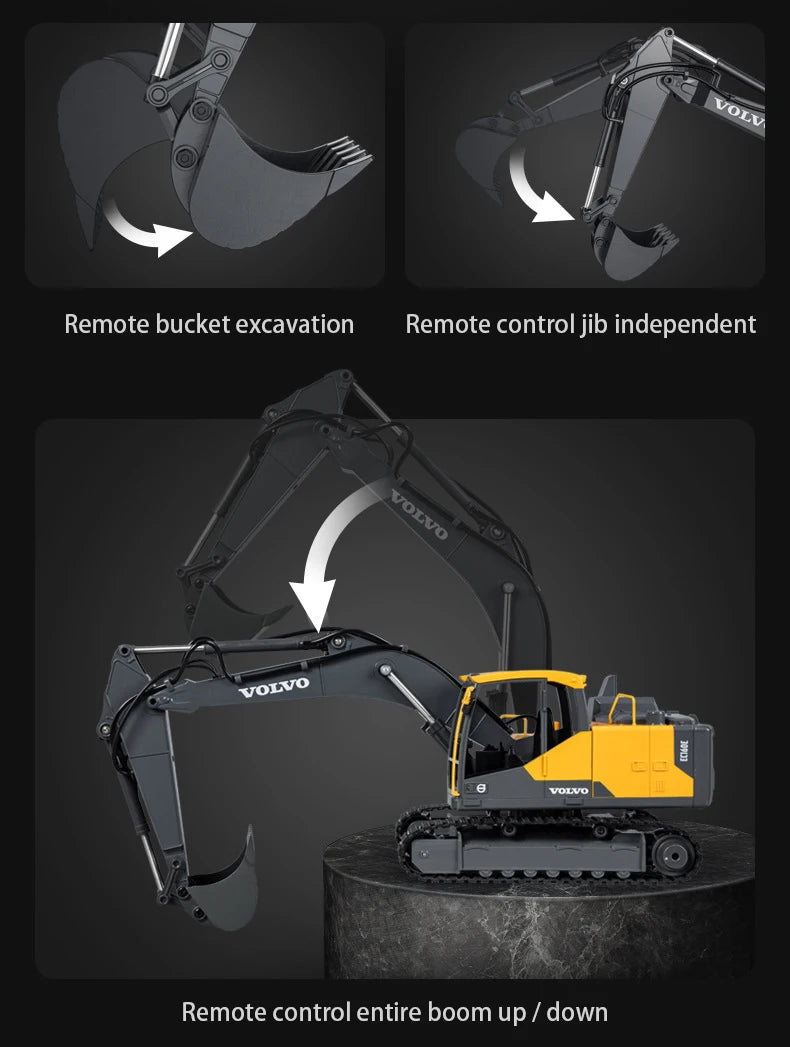 Double E E598 Large Rc Excavator 1/16 3in1 Alloy Truck E590 Remote Control Engineering Vehicle Toy Model For Boys Kids Gift