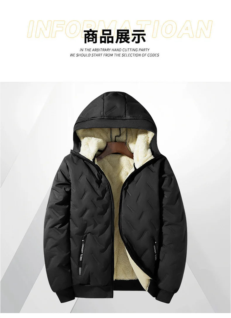 Men's Fleece Cotton Jacket Windproof Waterproof Stand Collar Coat Faionable Urban Sle Long Sve Coat Jacket
