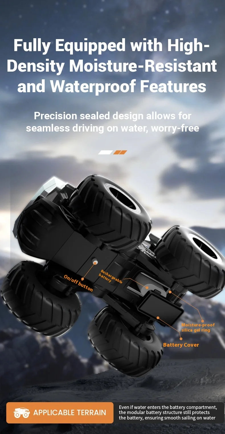 JJRC 1:18Q185 Amphibious RC Crawler 4WD Waterproof Off-Road Stunt Car 2.4GHz Kids Remote Control Toy All-Terrain Water Land Gift