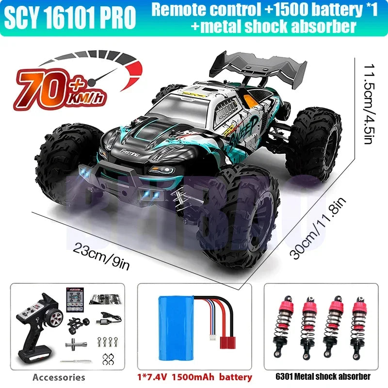 SCY 1:16 70KM/H OR 50KM/H 4WD RC Cars with LED Remote Control Cars High Speed Drift Monster Truck for Kids VS WLtoys 144001 Toys