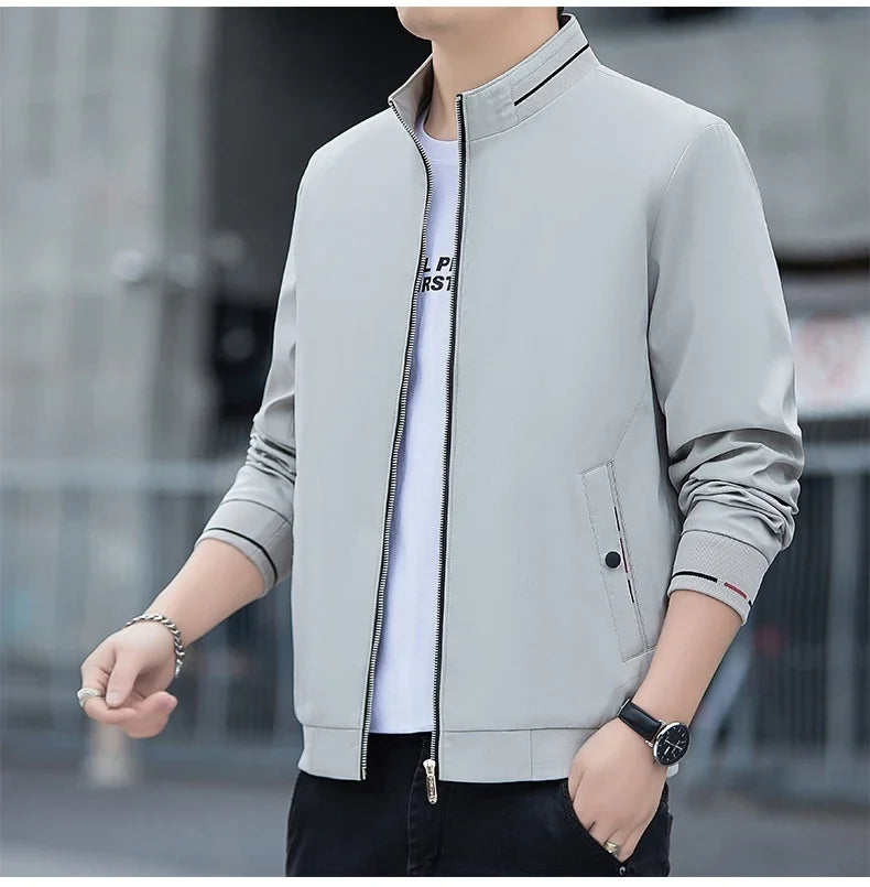 New Autumn Winter Men's Casual Sports Jacket Fashionable Trend Windproof Portable Pocket Stand Up Collar Fashionable Coat