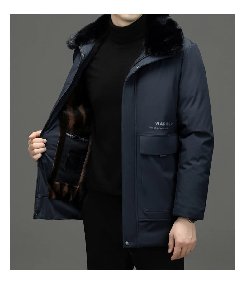 Top Grade Thick With Fur Hood Fashion Casual Designer Warm Parka Winter Coat Mens Newest Jacket Windbreaker Mens Clothes