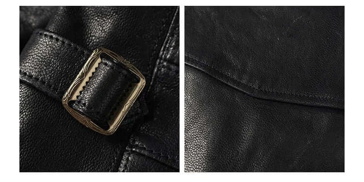Rugged Bronson Goat Sheepskin Leather Jacket Genuine Leather Jacket 1930s Vintage Short Leather Coat