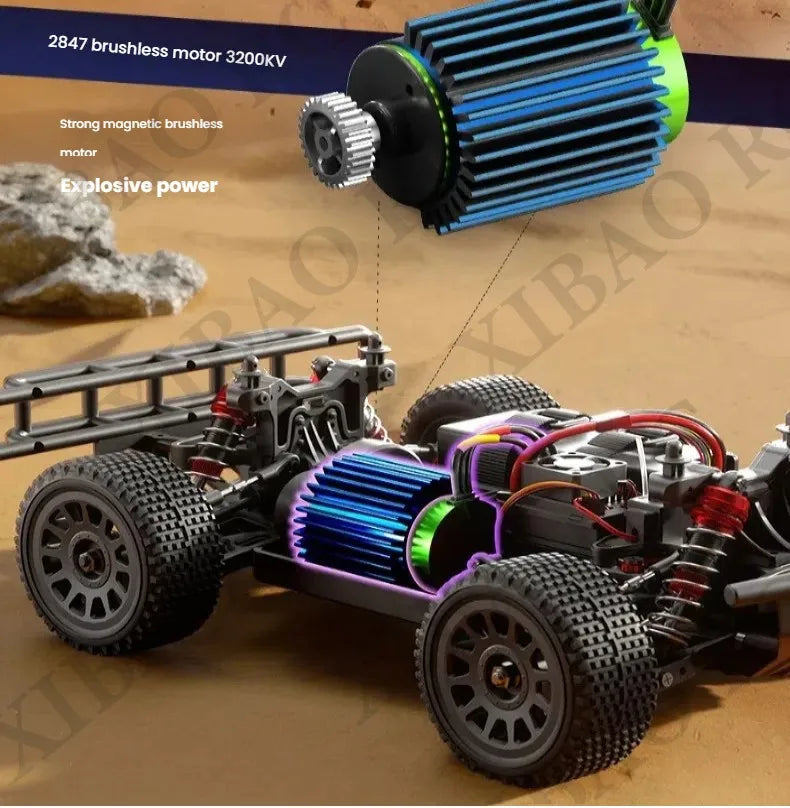 Rc Car Off Road 4x4 High Speed 70KM/H Remote Control Car with LED Headlight Brushless 4WD 1/16 Monster Truck Toys for Boys Gift