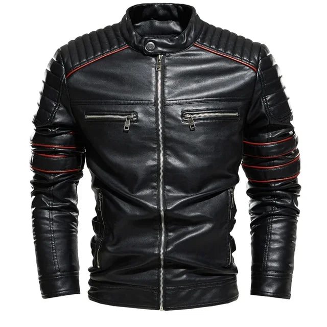 Streetwear Biker Coat Slim Fit Autumn Winter Coat Men Fur Lined Men Motorcycle Jacket Fashion Men Jacket Coffee Leather Jacket