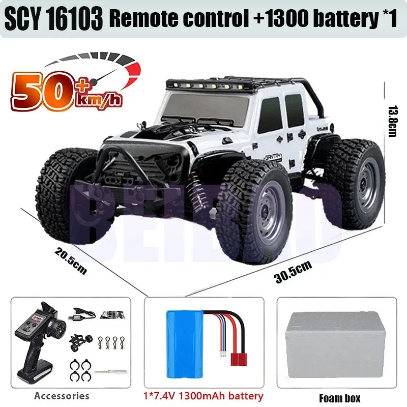 SCY 1:16 70KM/H OR 50KM/H 4WD RC Cars with LED Remote Control Cars High Speed Drift Monster Truck for Kids VS WLtoys 144001 Toys