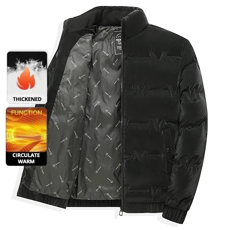Top Grade Men's 2025 New Bubble Puffer Parka Jacket Windbreaker Coats Short Stand Collar Thickened Quilted Outerwear