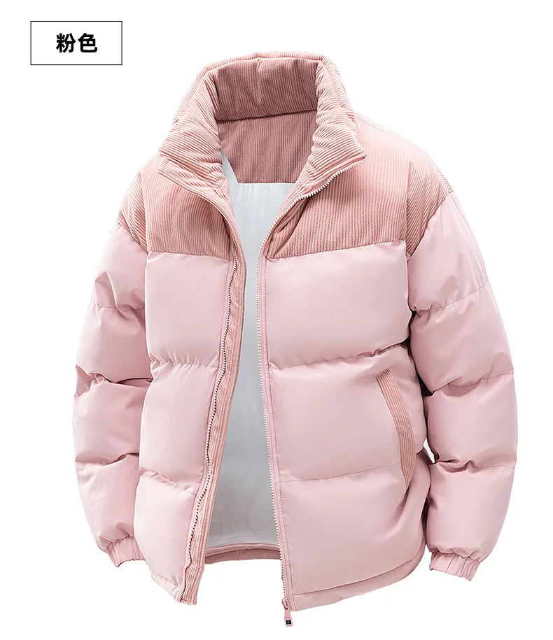2025 Men's Color-coded Casual Trendy Loose Long Sleeve Hooded Quilted Jackets Male Winter New Fashion Thicken Clothes Coats Tops