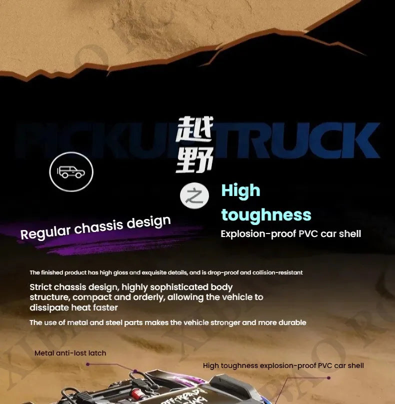 Rc Car Off Road 4x4 High Speed 70KM/H Remote Control Car with LED Headlight Brushless 4WD 1/16 Monster Truck Toys for Boys Gift
